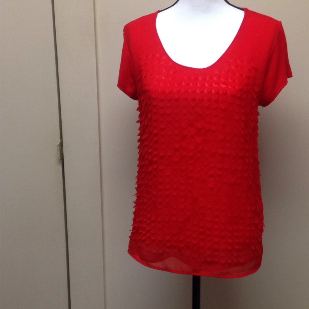 More & More red "petal" blouse